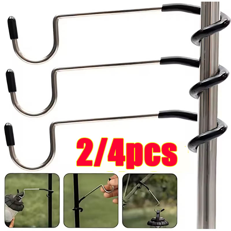 Hunting Camp Outdoor Supplies - Roestvrijstalen lichtstandaardhouder Haken Draagbare tentstok Lamphanger