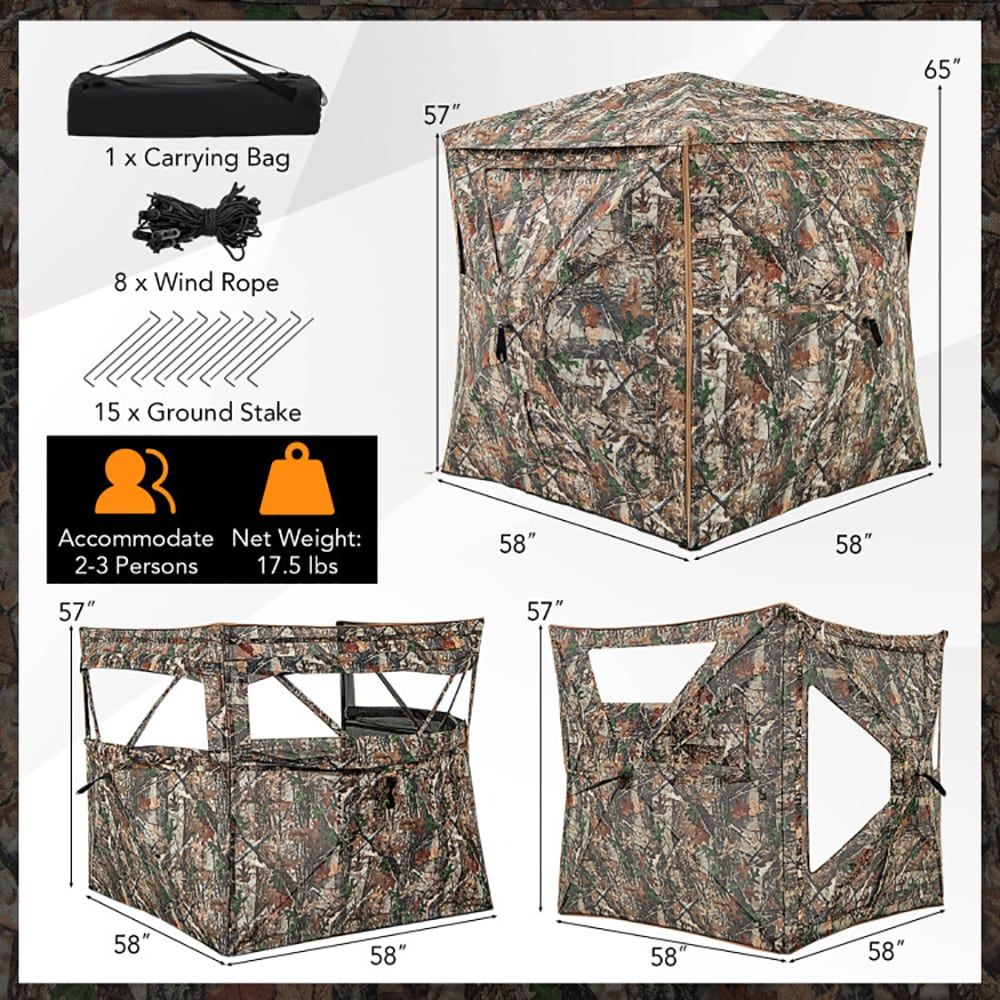 Hunting Outdoors - 5-in-1 Afneembare Jachtblind, voor 2-3 Personen