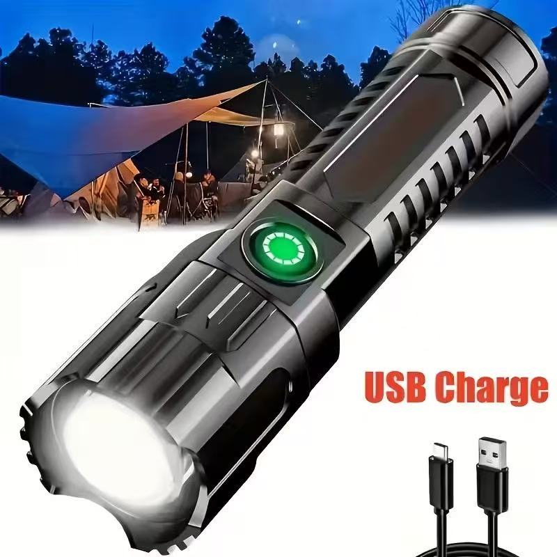 Hunting Fishing Outdoor - Nieuwe krachtige led-zaklamp, oplaadbare USB-zaklamp, zoombaar