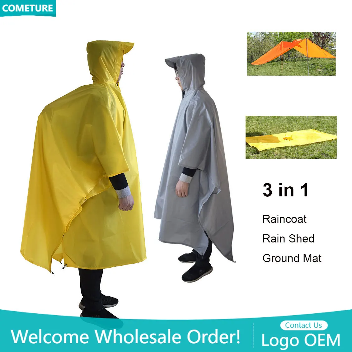 Hunting Camp Outdoor Supplies - Regenjas 3-in-1 wandelponcho Waterdicht Buiten Kamperen