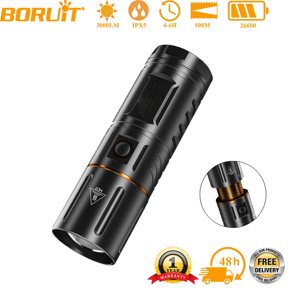 Hunting Fishing Outdoor - BORUiT Ultra Bright 3000LM LED-zaklamp 26650